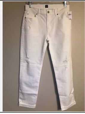 GAP Women’s White Best Girlfriend Jeans with Distressing - tall